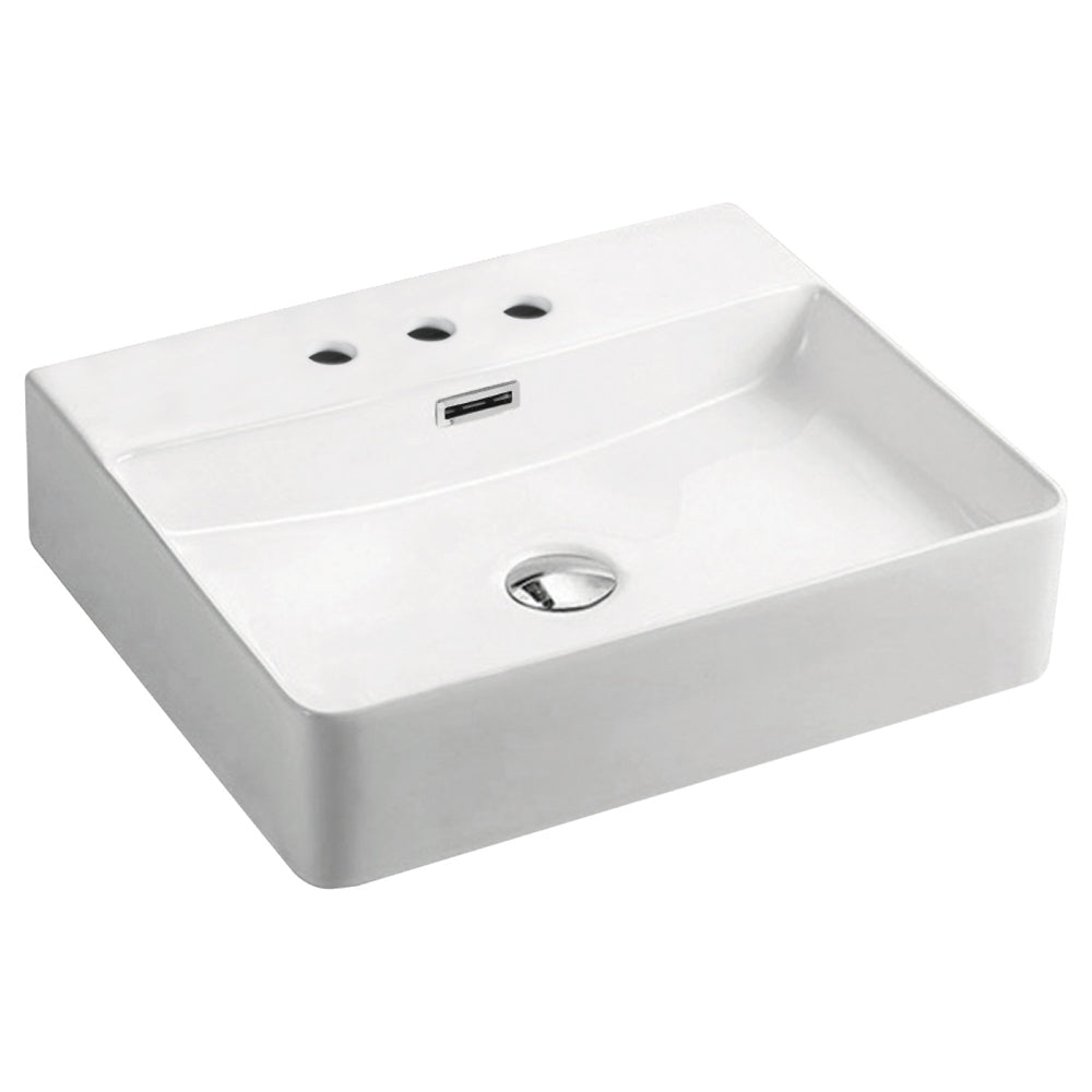 Petra 500 Above Counter Basin with Overflow - 3 Tap Holes
