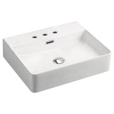 Petra 500 Above Counter Basin with Overflow - 3 Tap Holes