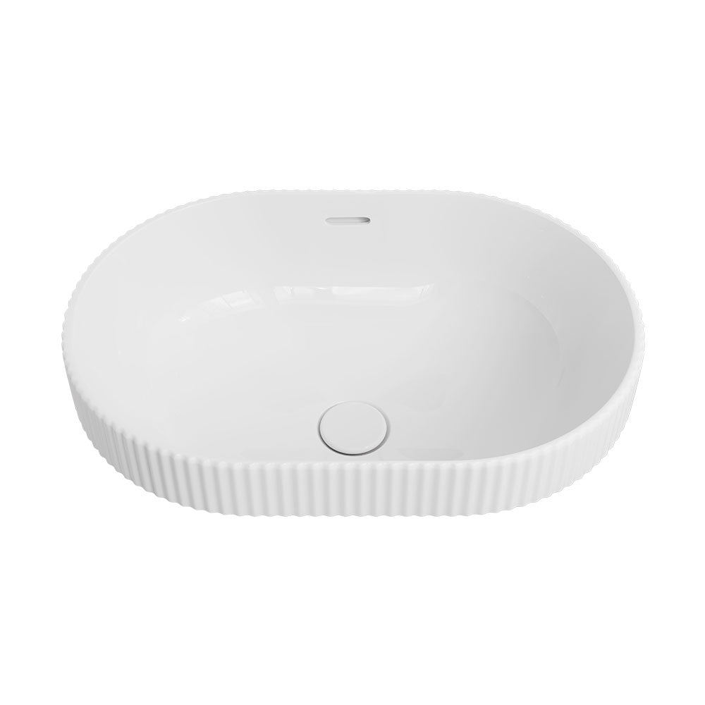 Eleanor Fluted Oval Semi Inset Basin with Overflow