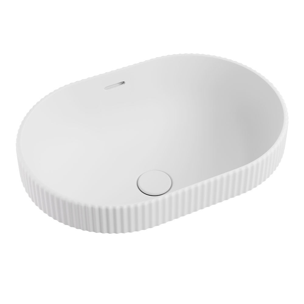 Eleanor Fluted Oval Semi Inset Basin with Overflow