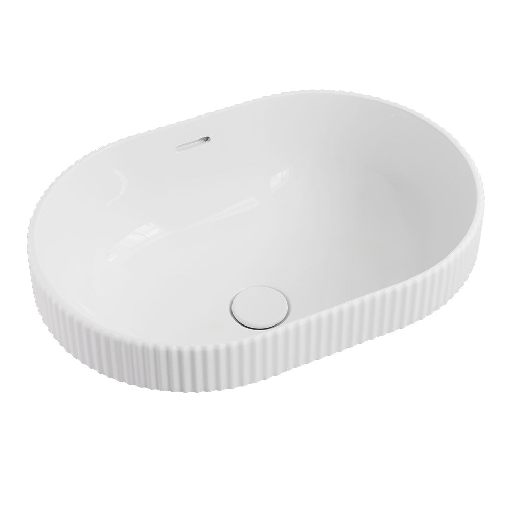 Eleanor Fluted Oval Semi Inset Basin with Overflow