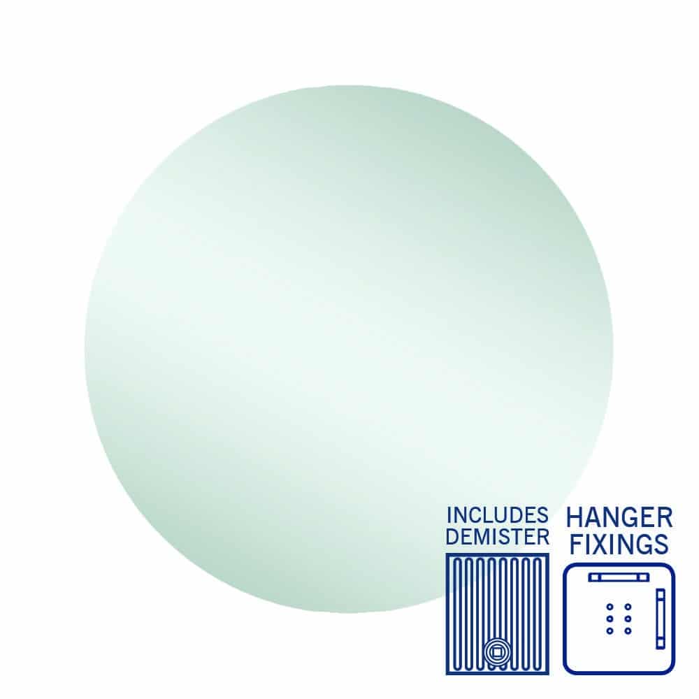 Ablaze - Rio Polished Edge Round Mirror - 700mmØ with Hangers and Demister
