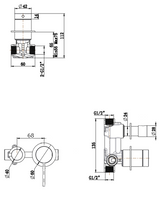 Mica - Shower Mixer Diverter - Sideways - TRIM KIT ONLY