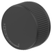 Mica Fluted progressive shower mixer with a round fluted control in black on a white background.