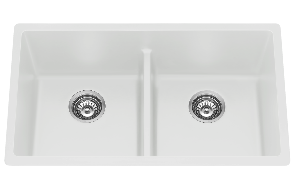 Fomos White Double Bowl Granite Kitchen/Laundry Sink -790 x 460mm