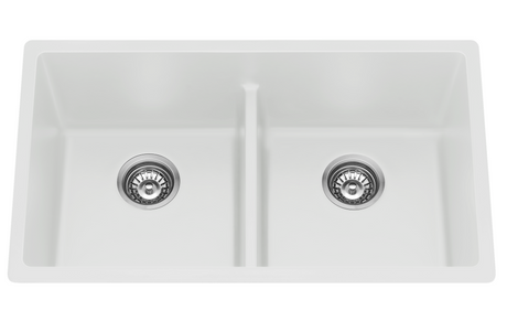 Fomos White Double Bowl Granite Kitchen/Laundry Sink -790 x 460mm
