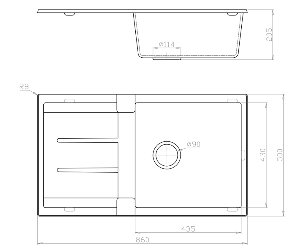 Fomos Black Granite Kitchen/Laundry Sink - 860 x 500mm