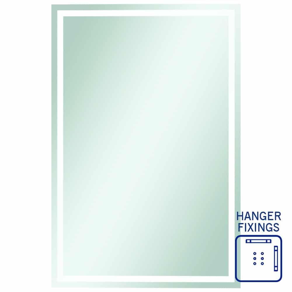 Ablaze - Sierra Rectangle Polished Edge Mirror with Sandblasted Border - 1500x900mm with Hangers