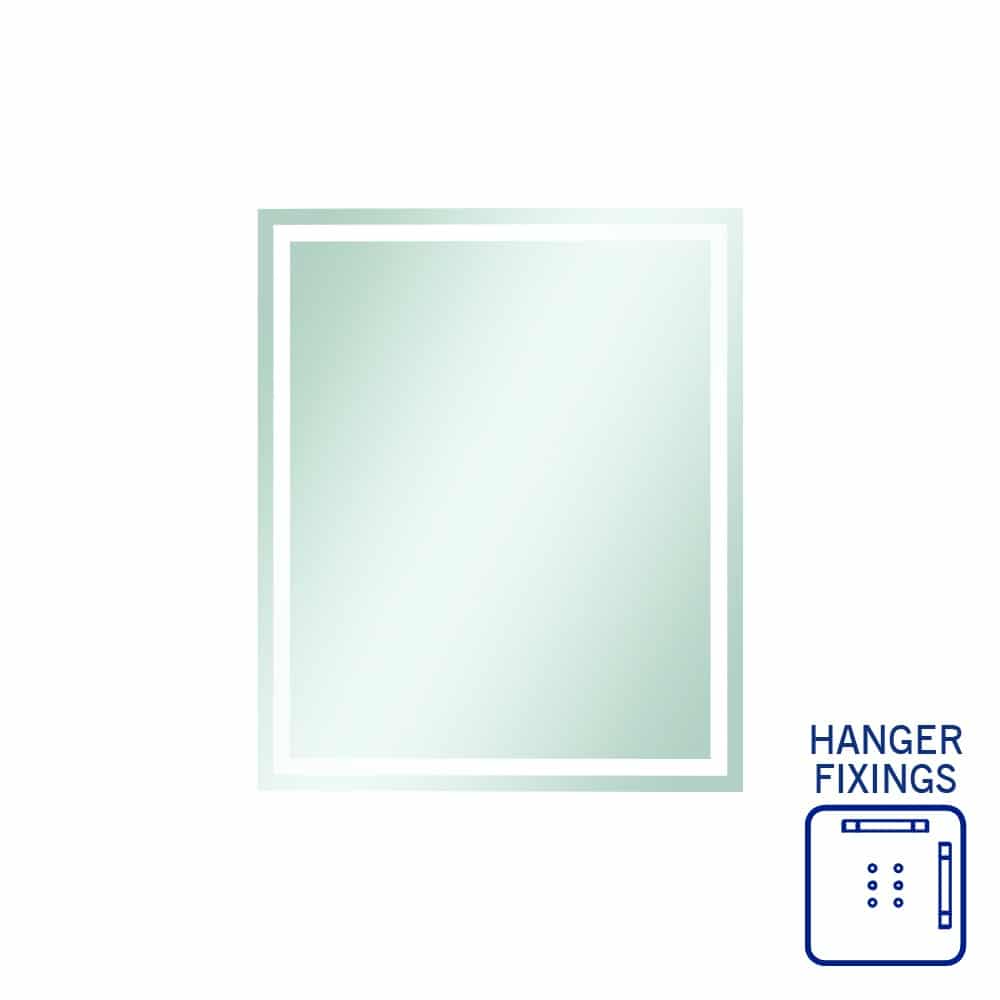 Ablaze - Sierra Rectangle Polished Edge Mirror with Sandblasted Border - 900x750mm with Hangers