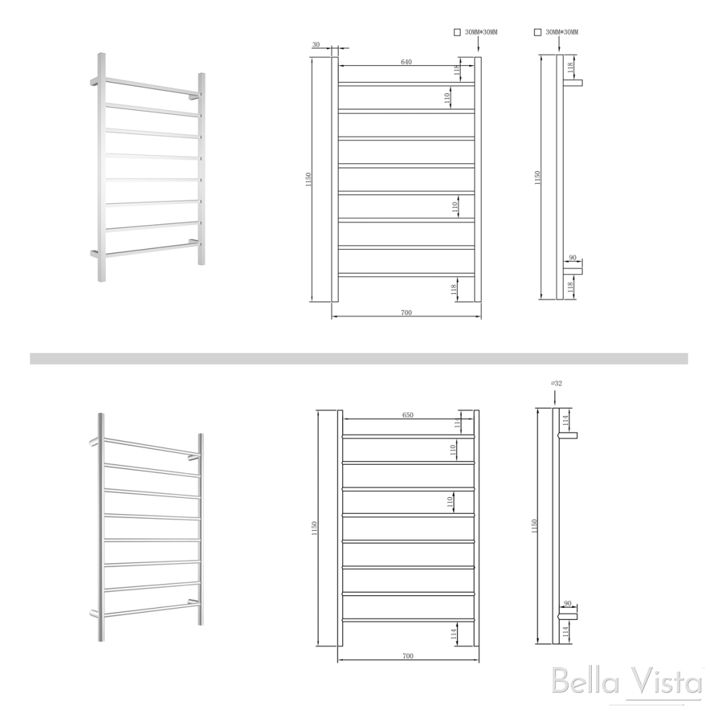 Round Towel Ladder 1150 x 700mm