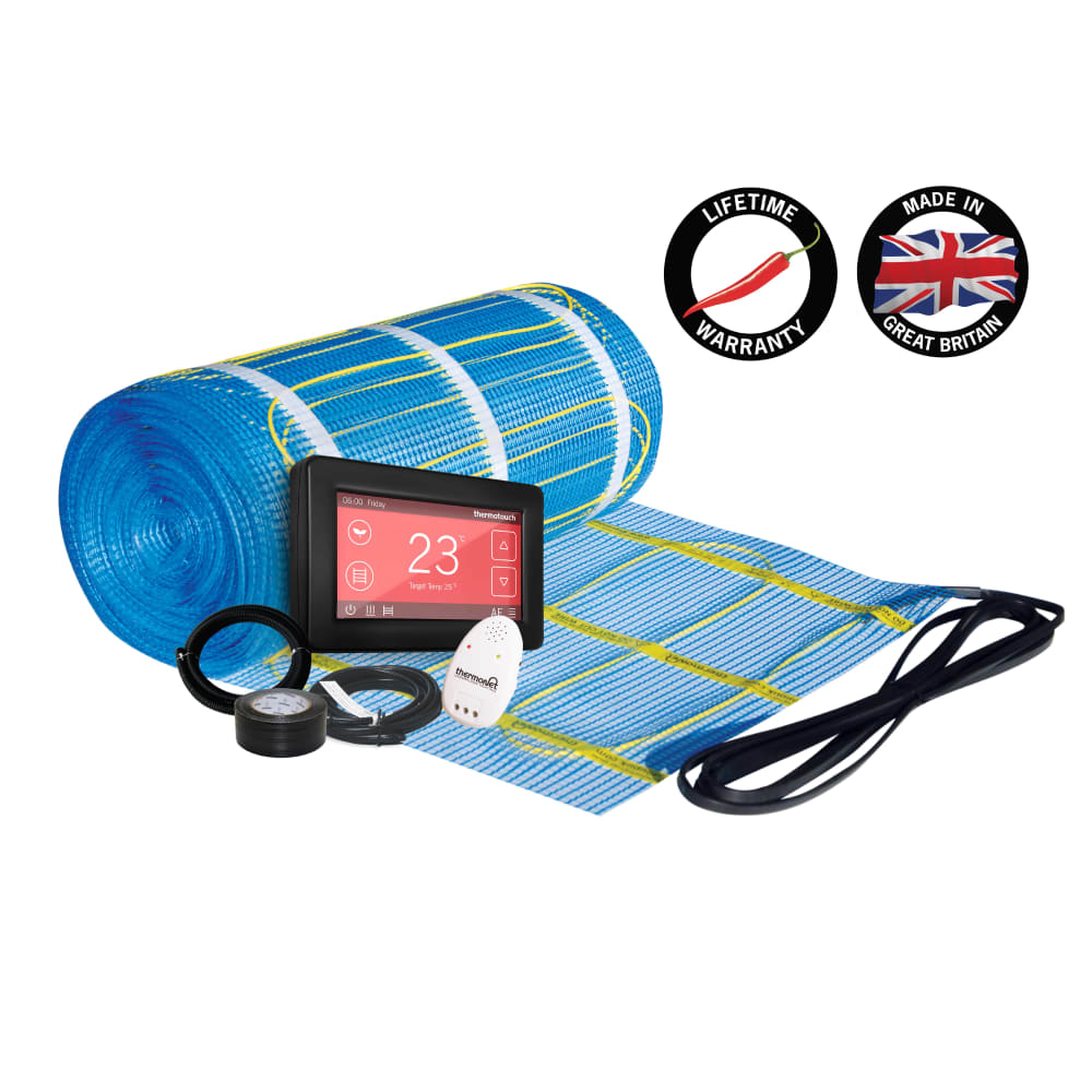 Thermonet - Self Adhesive Floor Heating Kit Including Black 5246 Dual Thermostat 4.0m²