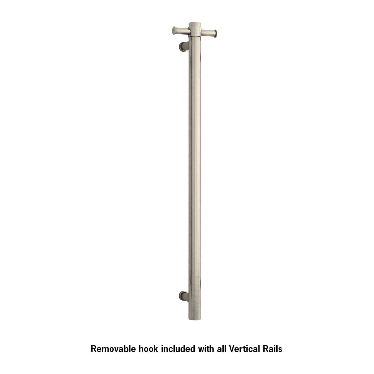 Thermorail - Straight/Round 12Volt Vertical Bar 900x142x100mm 22Watts With Optional Hook - Brushed Nickel