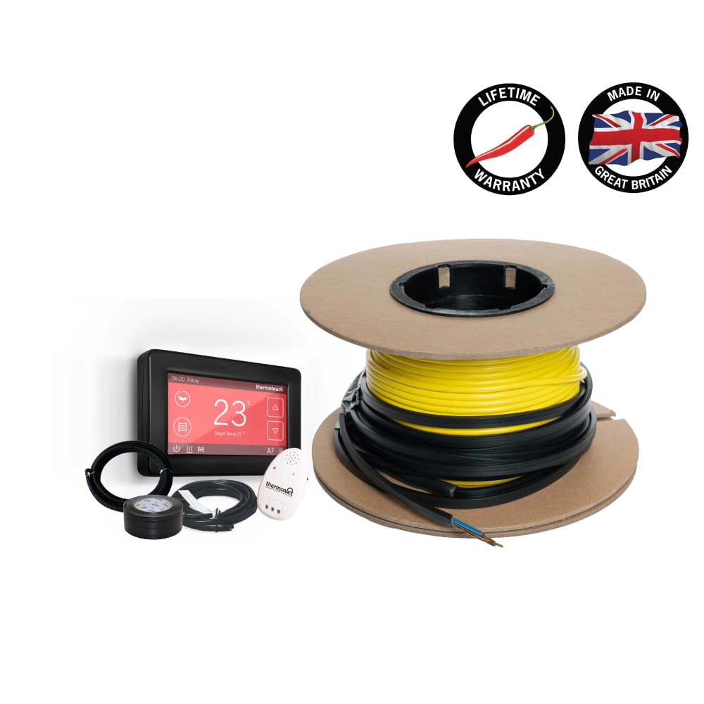 Thermoscreed - Floor Heating Kit Including Black 5246 Dual Thermostat 5.7-6.8m²