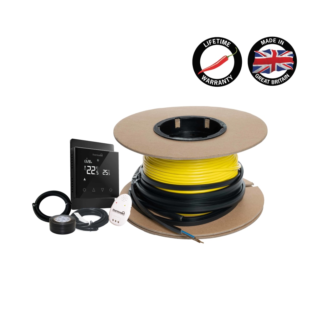 Thermowire - Undertile Heating Cable Kit Including Black 5226A Thermostat 9.0-10.9m²