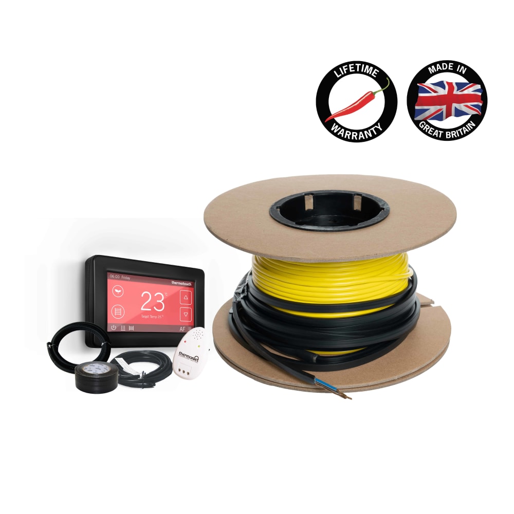 Thermowire - Undertile Heating Cable Including Black 5246 Dual Thermostat 4.5-5.4m²