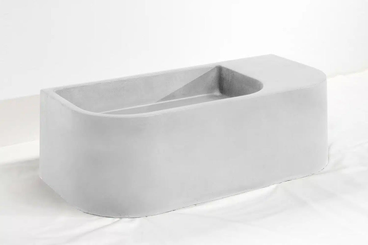 Flyta Concrete Left Basin - 670x320x220mm Cloud – Eos Bathware