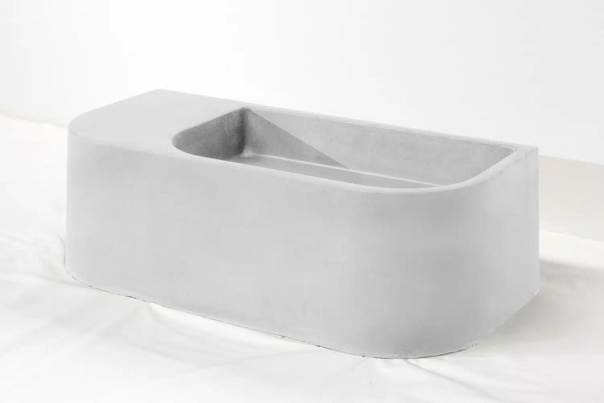 Flyta Concrete Right Basin - 670x320x220mm Cloud – Eos Bathware