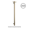 Thermorail - Straight/Round 240Volt Vertical Bar 900x142x100mm 20Watt With Optional Hook - Brushed Brass