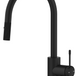 Mica Fluted pull-out sink mixer with a curved spout and fluted detailing in black on a white background.