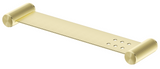 Mica Fluted Stainless Shelf 400mm in French gold with fluted wall mounts and drainage holes. 
