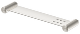Mica Fluted Stainless Shelf 400mm in brushed nickel with fluted wall mounts and drainage holes. 