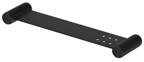 Mica Fluted Stainless Shelf 400mm in black with fluted wall mounts and drainage holes. 