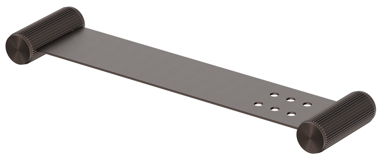 Mica Fluted Stainless Shelf 400mm in dusk bronze with fluted wall mounts and drainage holes.