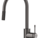 Mica Fluted pull-out sink mixer with a curved spout and fluted detailing in gunmetal on a white background.