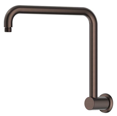 Mica Heritage wall-mounted gooseneck shower arm in Dusk Bronze. 