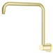 Mica Gooseneck Shower Arm in French gold with a curved high-rise wall-mounted design. 
