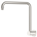 Mica Gooseneck Shower Arm in brushed nickel with a curved high-rise wall-mounted design. 