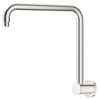 Mica Gooseneck Shower Arm in brushed nickel with a curved high-rise wall-mounted design. 