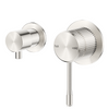 Mica Fluted Shower Mixer Diverter Sideways in brushed nickel, shown from two angles on a white background. 