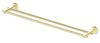 Mica Heritage Double Towel Rail in French Gold with round wall mounts.