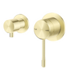 Mica Fluted Shower Mixer Diverter Sideways in French gold, shown from two angles on a white background. 