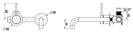Mica - Wall-Spout Combo - 2P - Reverse - TRIM KIT ONLY