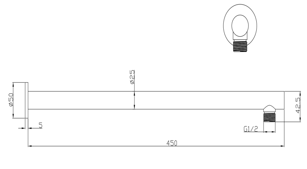 LVB Mica - Wall Shower Arm - 450mm - Straight