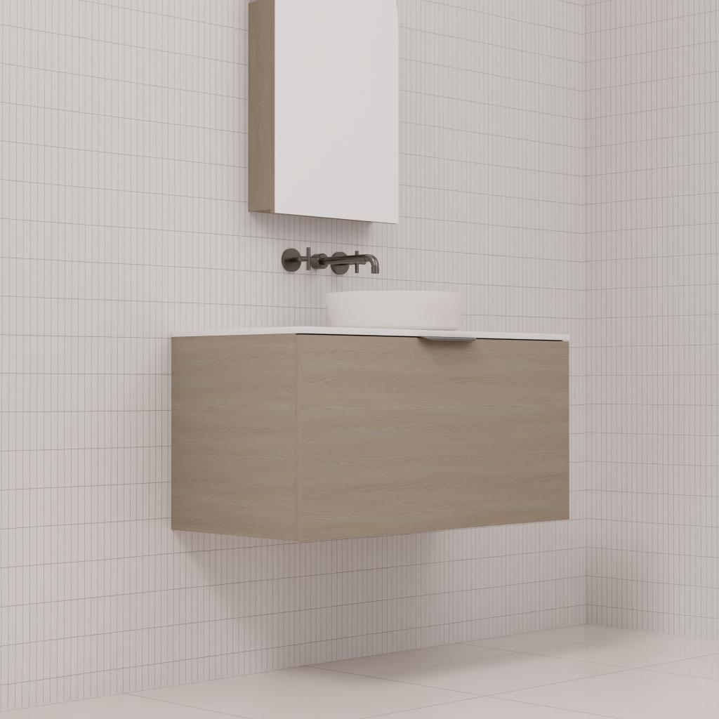 Zoe - 900mm Smoked Ash Wall Hung Vanity