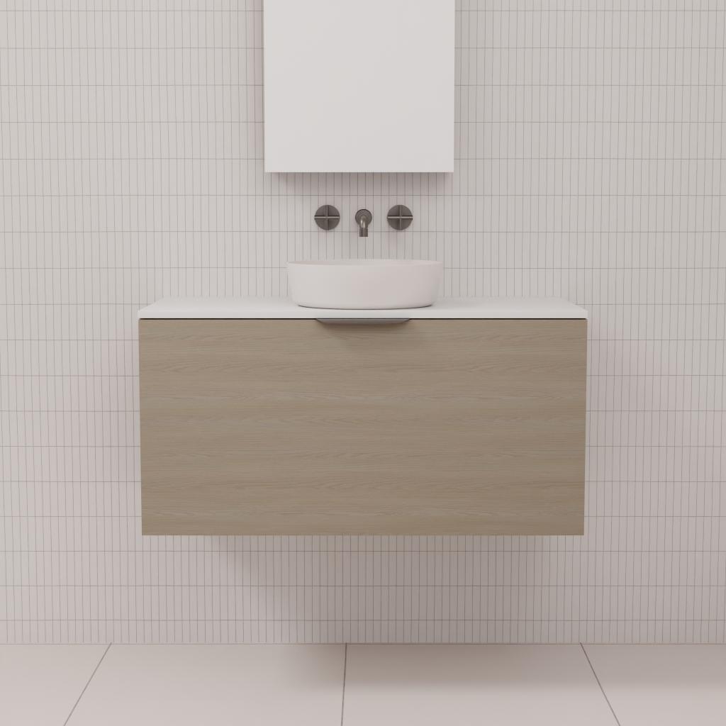 Zoe - 900mm Smoked Ash Wall Hung Vanity