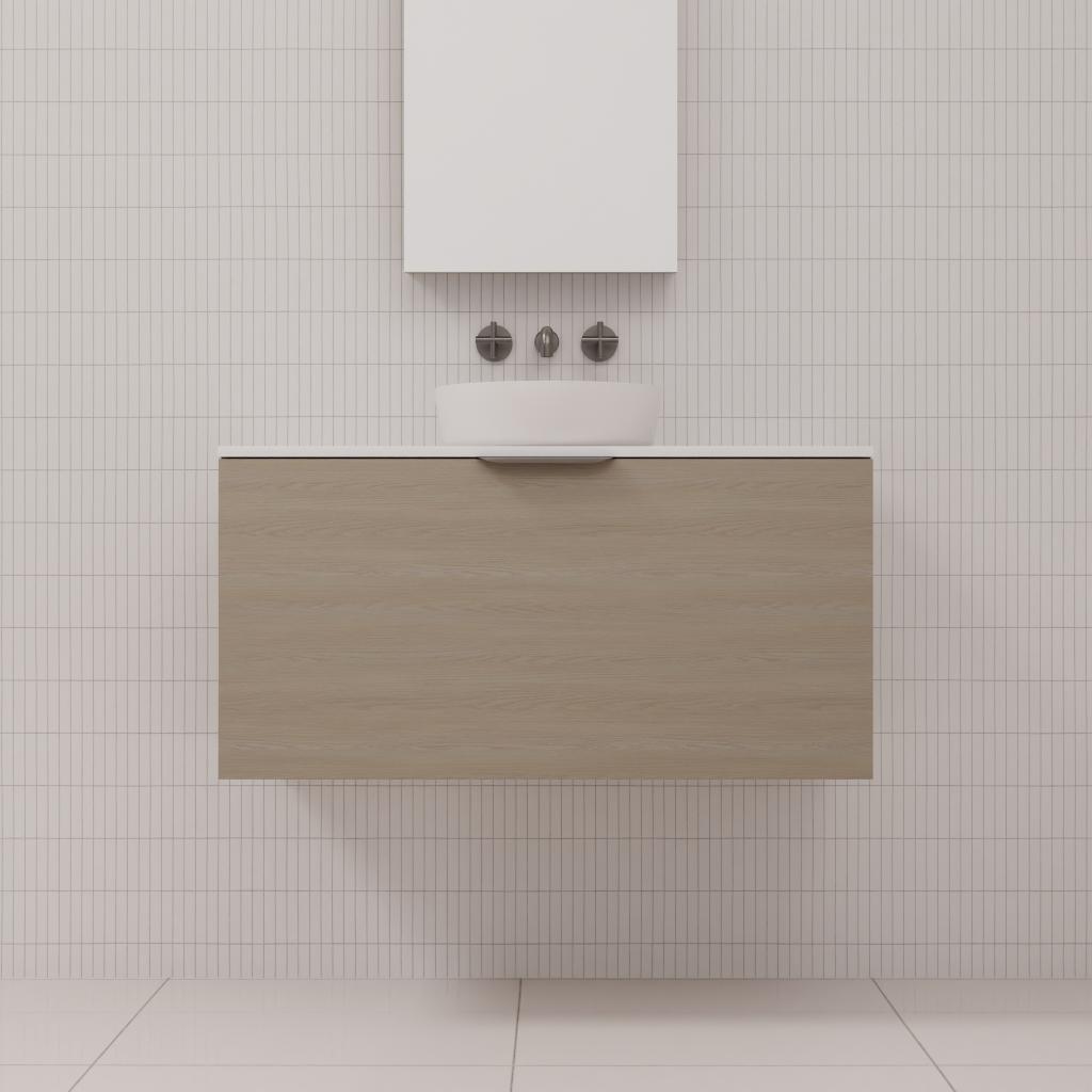 Zoe - 900mm Smoked Ash Wall Hung Vanity