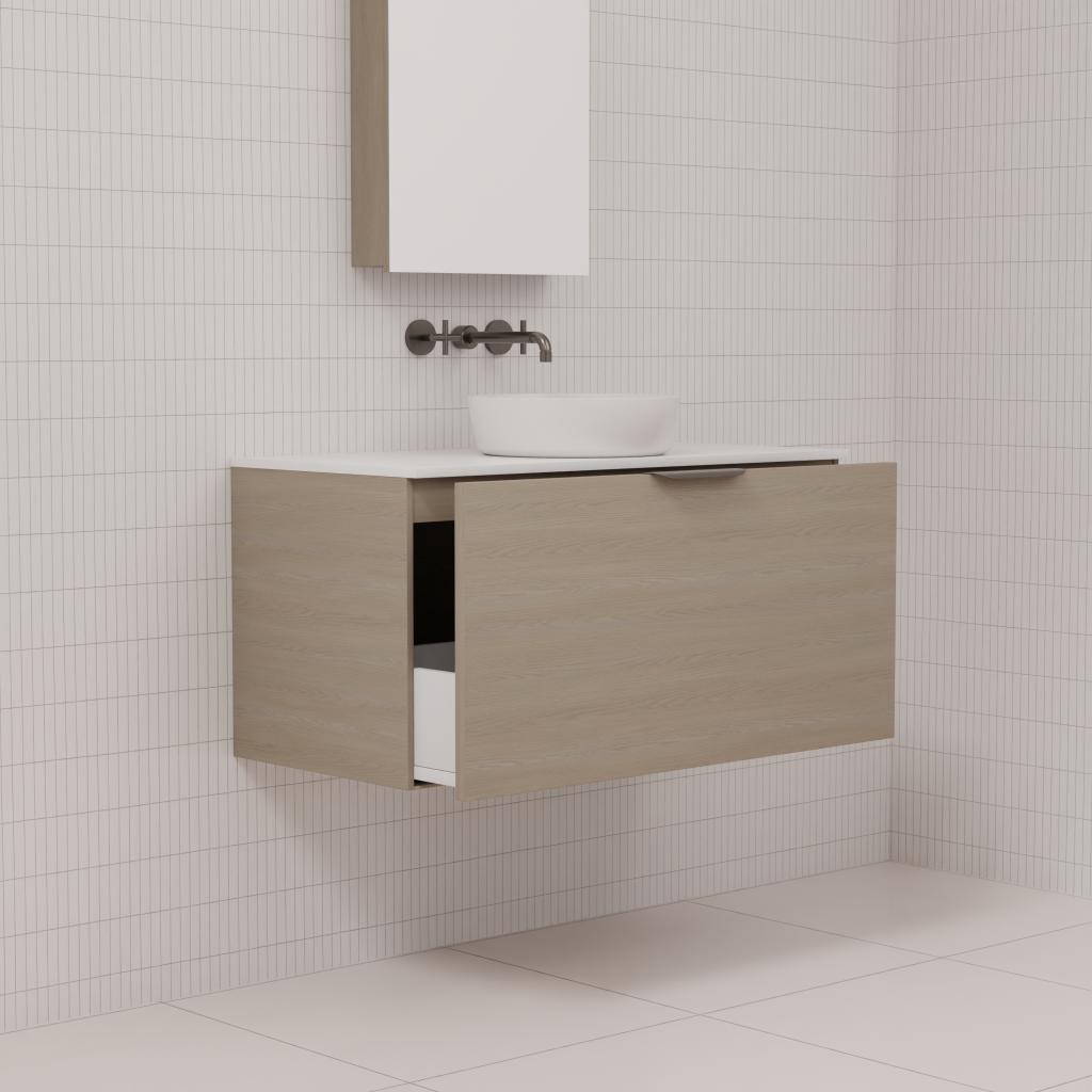 Zoe - 900mm Smoked Ash Wall Hung Vanity