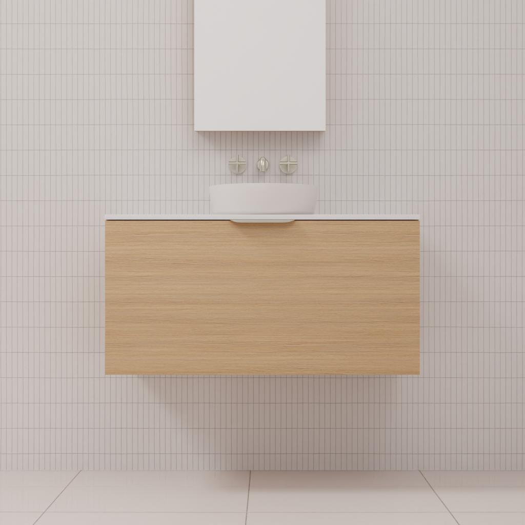 Zoe - 900mm Nordic Oak Wall Hung Vanity