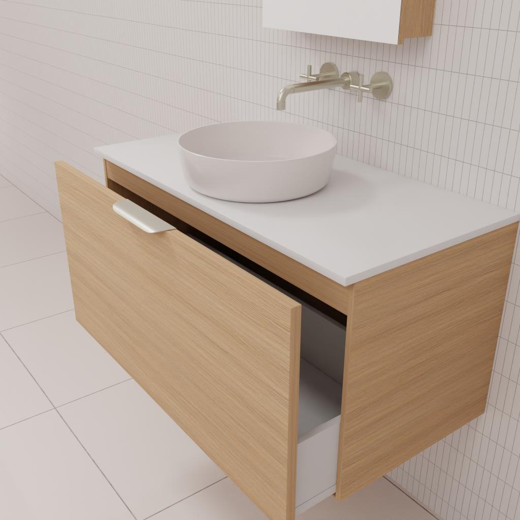 Zoe - 900mm Nordic Oak Wall Hung Vanity