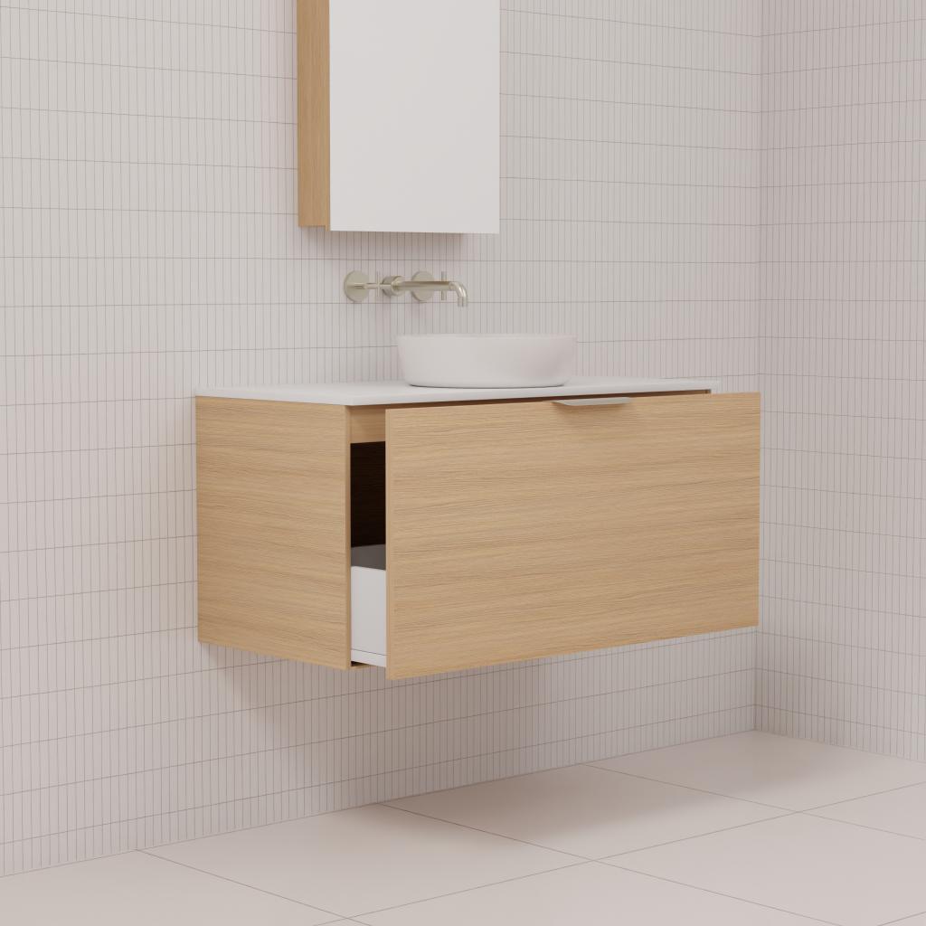 Zoe - 900mm Nordic Oak Wall Hung Vanity