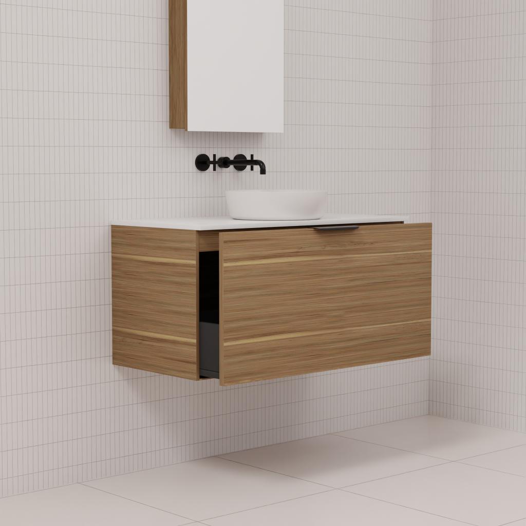 Zoe - 900mm Tuscan Oak Wall Hung Vanity