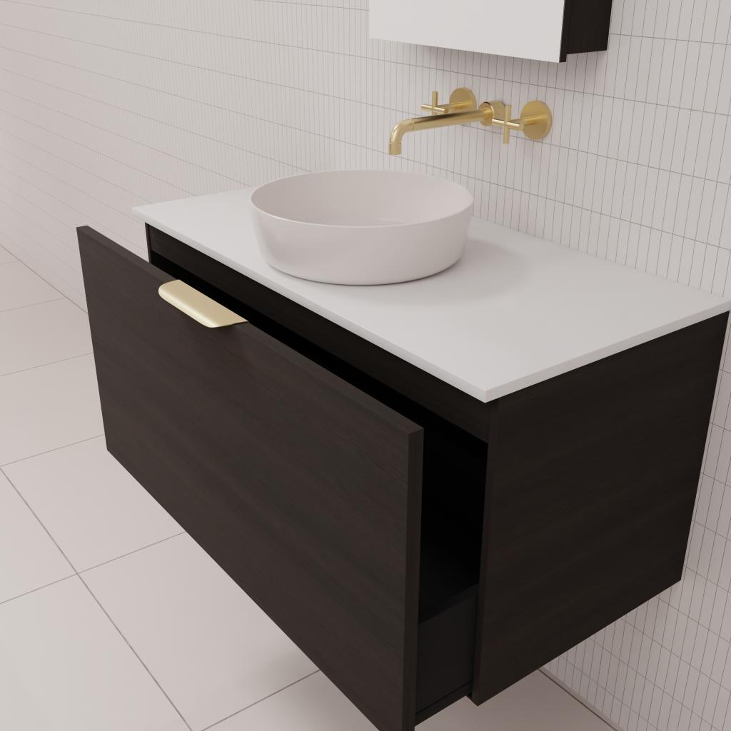 Zoe - 900mm Smoked Onyx Wall Hung Vanity
