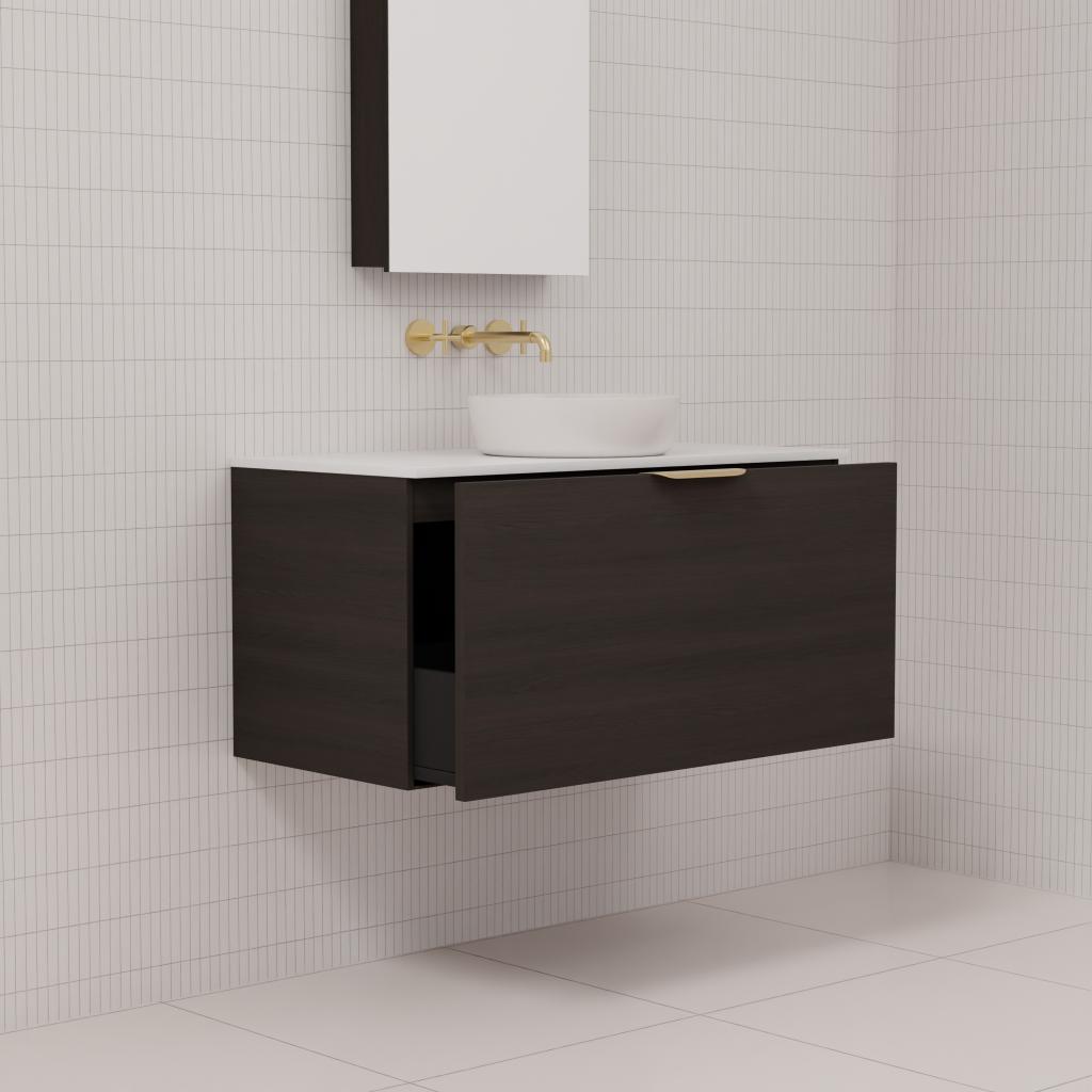 Zoe - 900mm Smoked Onyx Wall Hung Vanity