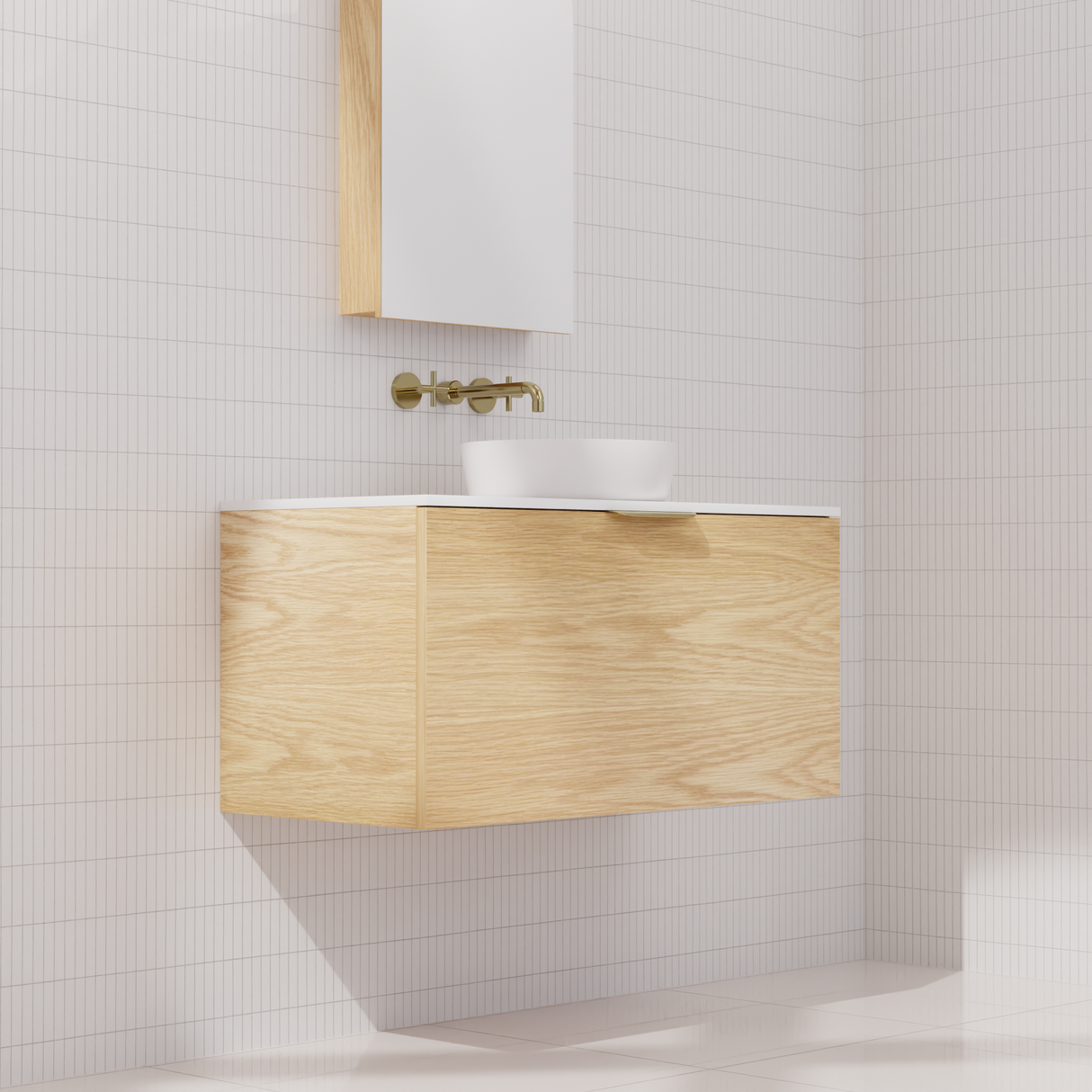 Zoe - 900mm American White Oak Wall Hung Vanity