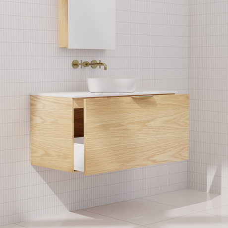 Zoe - 900mm American White Oak Wall Hung Vanity