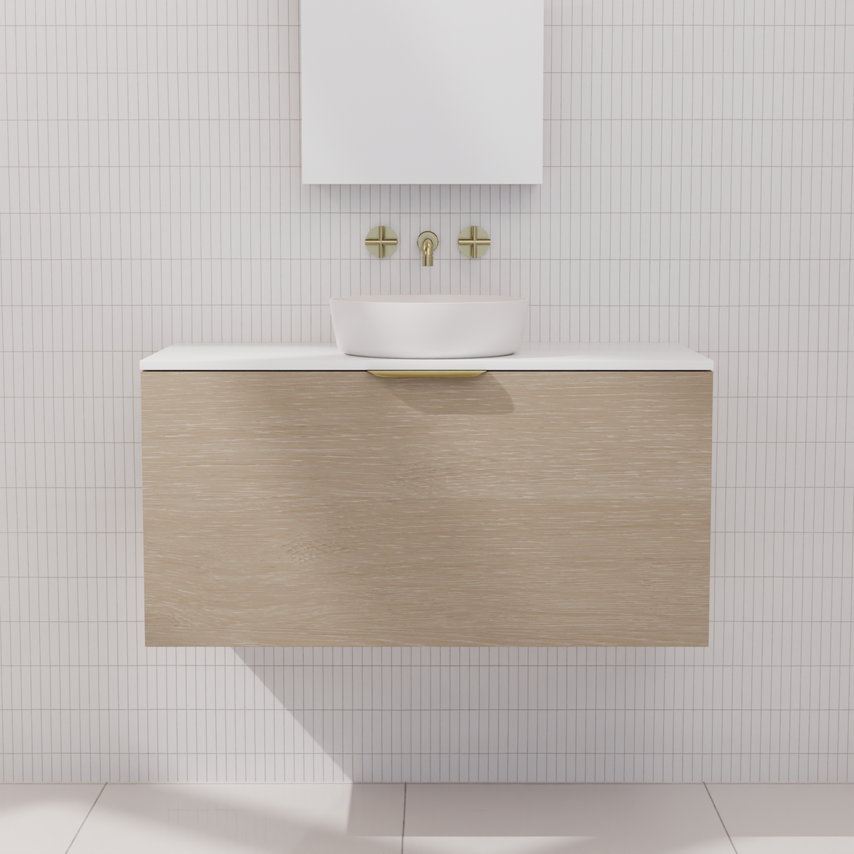 Zoe - 900mm Coastal Oak Wall Hung Vanity